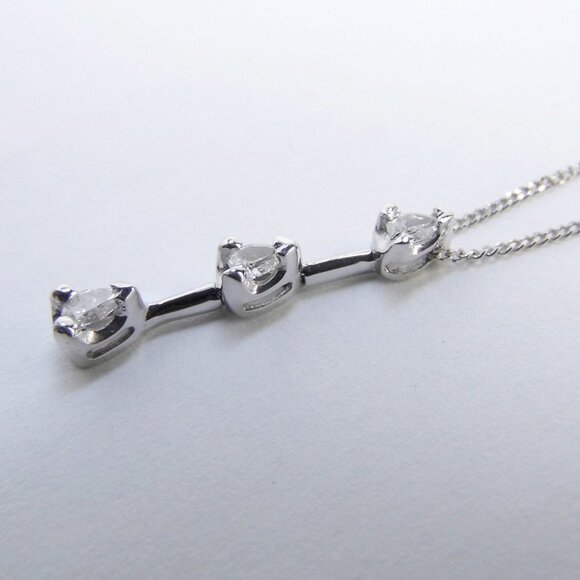 0.23ctw Diamond 10K Gold Infinity Teardrop 3 stone Chain Necklace - Picture 5 of 8